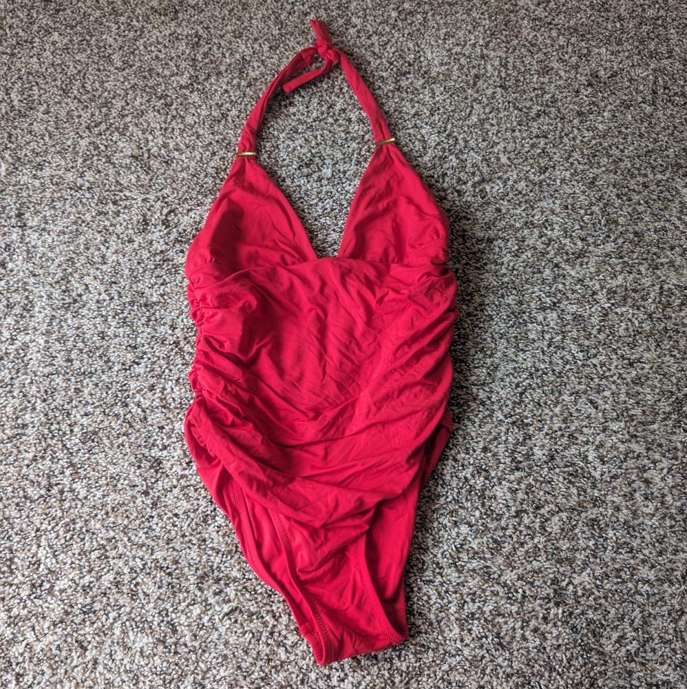 Melissa Odabash Red Halter One Piece Swimsuit